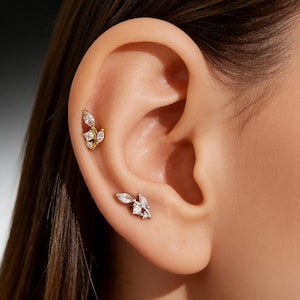 16G Leaf CZ Labret – przekłucie helisy, tragusu, muszli