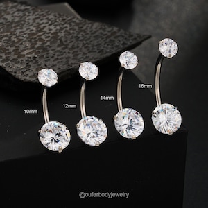 14G Titanium Round CZ Navel Ring/Belly Ring/Curved Barbell/Belly Piercing/1PCS/Belly Jewelry/Belly Button Ring/Minimalist Navel Jewelry/Gift