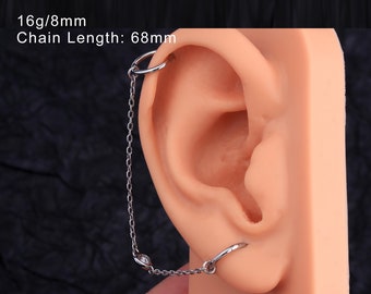 16G Dangle Chain Hoop Earrings/helix Earrings/conch Hoop/dangle