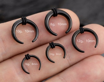 Black Crescent Horseshoe Pincher Septum Ring 16G, 14G, 12G, 10G, 8G