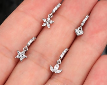 Anneau de nez suspendu 20 g/coeur/fleur/couronne/créoles étoile/boucles d'oreilles tour/créoles hélicoïdales/créaux suspendus CZ/piercing nez/bijoux de narine/ensemble cadeau