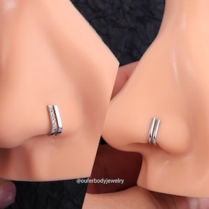 20G L Shape double Nose Studs/CZ Nose Ring/Nose Jewelry/Nose Jewelry/Nose Piercing/Nose Jewelry/Silver Nose Studs/Nose Bone/Gift For Her