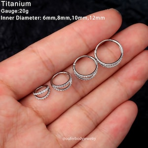 20G Titanium Double Hoop Nose Ring/Septum Hoop/Cartilage Hoop/Conch Earring/Daith Ring/Tragus Hoop/Helix Hoop/Cartilage Earring/Gift For Her