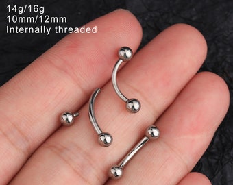 14g 16g 2PCS Titanium Curved Barbells Internally Threaded/Belly Rings/Navel Jewelry/Eyebrow Ring/Rook Barbells/Cartilage/Barbell Piercings