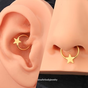 16G gouden ster septum clicker/septumring/Daith-sieraden/Helix Hoop/Celestial Oorbellen/Conch Hoop/tragusring/minimalistische sieraden/cadeau voor haar