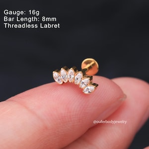 16G Titanium Threadless Push Pin Labret Stud/Inner Conch piercing/Nose/Tragus/Cartilage/Helix Piercing/Threadless end/Flat Back stud/Gifts
