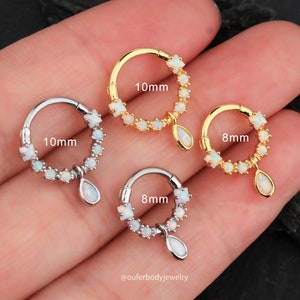 16g Opal Teardrop Septum Clicker/Orecchini Daith/Piercing Septum Pendenti/Elica/Trago/Cerchio Conch/Anello Septum Argento/Gioielli Septum Oro/Regali