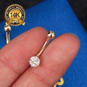 14K Solid Gold Planet CZ Belly Button Ring/14G Navel Ring/Belly Rings/Belly Button Jewelry/Navel piercing/Belly Bar piercing/Gift for her