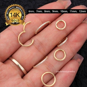 20G 18G 16G 14K Gold Cartilage Hoop/Helix Hoop/Conch Hoop/Tiny Hoop Earring/Rook Hoop/Tragus Hoop/Nose Hoop/Lobe Earring/Hinged Clicker/Gift