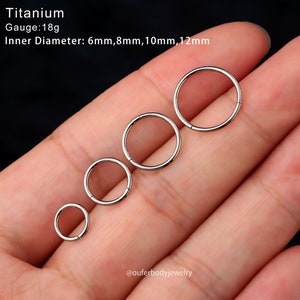 18G Titanium Hinged Clicker/Nose Ring/Nose Piercing/Cartilage Hoop/Helix Hoop/Daith Hoop/Conch/Rook Hoop/Cartilage Earring5,6,7,8,9,10,12,13