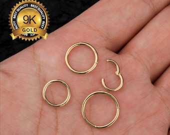 9K Solid Gold Cartilage Hoop/Nose Hoop/Tragus Hoop/Helix Hoop/Conch Hoop/Rook/Piercing Hoop Ring/Tiny Huggie Hoop Earrings 6mm 8mm 10mm 12mm