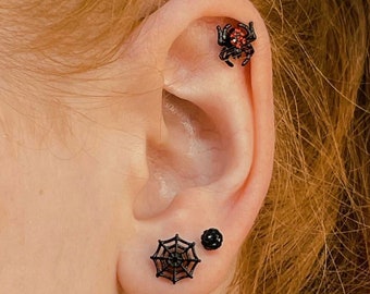 16G Halloween Stud Earring/Spider Studs/Tragus Studs/Tiny Studs/Cartilage Stud/Helix Studs/Conch Studs/Lobe Earring/Spooky Earring Set