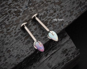 16G Opal Titanium Internally Threaded Labret Piercing Stud/Lip Stud/Cartilage Stud/Medusa Piercing/Monroe Stud/Snake Bites/Helix/Conch Stud