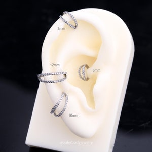 Anneau de nez double cz en titane 16G/anneau de septum/anneau de cartilage/anneau de conque/anneau hélicoïdal/anneau Daith/boucle d'oreille Tragus