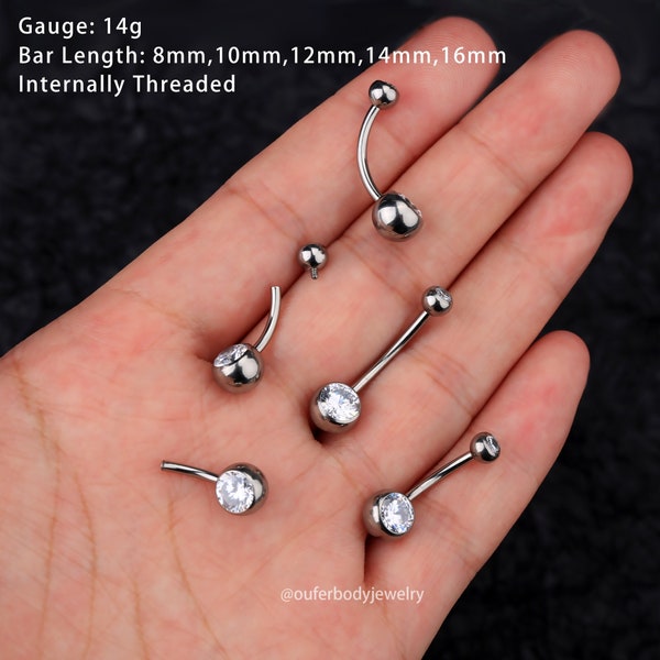 14G Titanium Round CZ Belly Button Ring/Belly Piercing/Belly Jewelry/Navel Ring/Navel Piercing/Navel Jewelry/Internally threaded Belly/Gifts