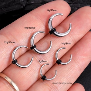 Cresent Horseshoe Pincher Septum Ring 16G,14G,12G,10G,8G/Steel Ear Weights/Plugs Stretchers Gauged Septum Hoops/Silver Horseshoe bull Tapers