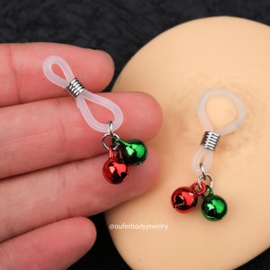 2Pcs Silicone Christmas Faux Nipple Ring/Fake Nipple Jewelry/Non-Pierced Nipples/Sexy Body Jewelry/Fake Piercing/Nipple shield/Gift For Her