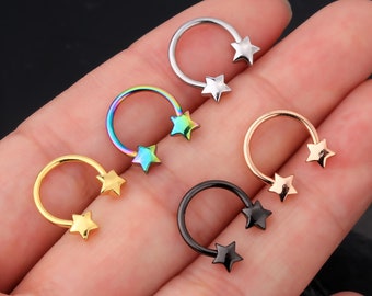 16G Stardust Septum Ring/Daith Earring/Septum Piercing/Cartilage Hoop/Horseshoe Ring/Helix/Tragus/Conch Hoop 8,10mm/Gift for Her/Minimalist