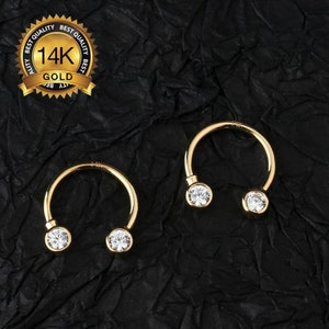 14K Solid Gold Horseshoe Septum Ring/Daith Earring/Helix earring/Tragus/Conch/Nose Hoop/Cartilage Circular Barbell/Nipple Rings/Gift for her
