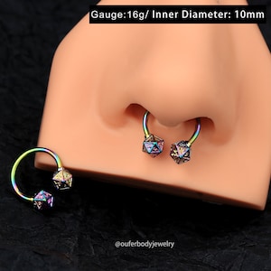 16G Dice Helix/Tragus Earring/Septum Ring/Daith Earring/Cartilage Earring/Helix Jewelry/Conch Hoop/Nose Piercing/Gift For Her/Horseshoe Ring