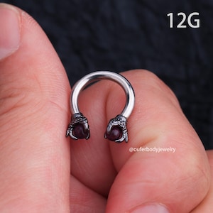 12G Dragon Claws Cartilage Earrings/Septum Ring/Tragus Hoop/Daith Hoop/Septum Piercing/Conch Earrings/Gift For Her/Hoop Earring/Minimal