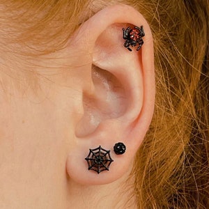 16G Halloween Stud Earring/Spider Studs/Tragus Studs/Tiny Studs/Cartilage Stud/Helix Studs/Conch Studs/Lobe Earring/Spooky Earring Set