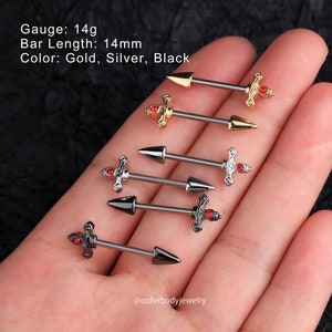 14 CZ Sword Nipple Barbell/Nipple Ring/Nipple Jewelry/Nipple Piercing/Nipple Clamps/Sexy Body Jewelry/Barbell Piercing/Minimalist Jewelry