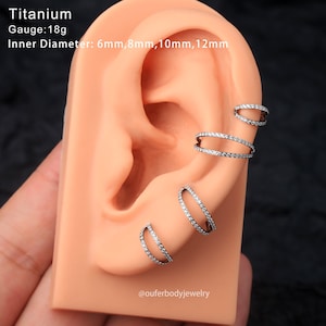 18G Titanium CZ Double Hoop Nose Ring/Nose Piercing/Cartilage Earrings/Helix Hoop/Tragus Hoop/Conch Hoop/Rook Hoop/Minimalist Earrings/Gift