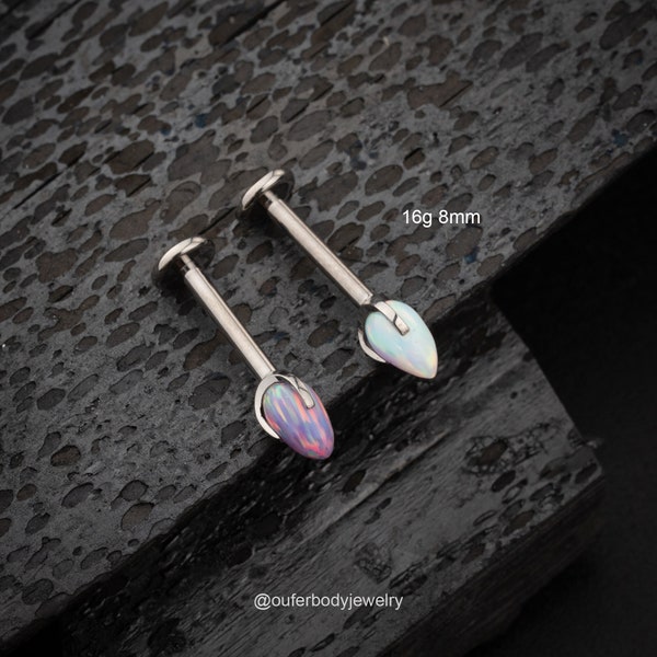 16G Opal Titanium Filetage interne Labret Piercing Stud/Lip Stud/Cartilage Stud/Medusa Piercing/Monroe Stud/Snake Bites/Helix/Conch Stud