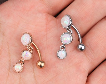 14G chirurgischem Stahl Reverse Bauch Ring/Opal Bauch Ring/Nabel Piercing/Top Down Bauch Ring/Bauchnabel Ring/Geschenk für Sie