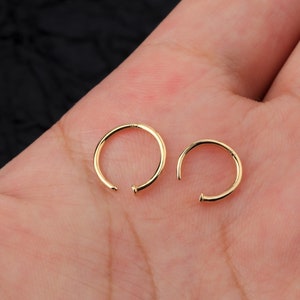 Cerchio per naso in oro massiccio 14K/Anello per naso piccolo e sottile/Cerchio per anello per naso in argento/18g 20 Gauge Piccoli anelli per naso/Aderenza perfetta/Gioielli per piercing al naso Regolabili immagine 9