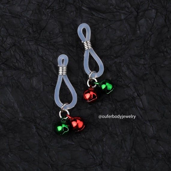 2Pcs Silicone Christmas Faux Nipple Ring/Fake Nipple Jewelry/Non
