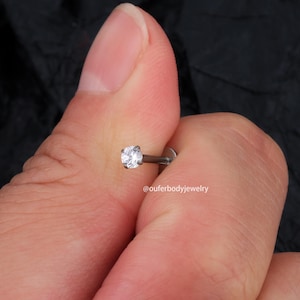 16G Titanium CZ Internally Threaded Studs/Monroe/Tragus Stud/Labret Stud/Cartilage Earring/Stud Earrings/Nose Stud/Conch Stud/Lobe Studs