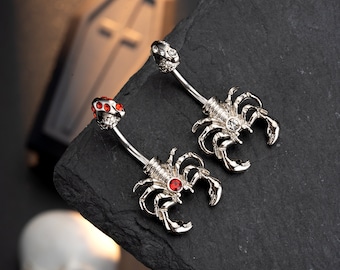 14G Scorpion Style Belly Button Ring/Spider Navel Ring/Navel Jewelry/Belly Piercing/Belly Jewelry/Navel Piercing/Belly Barbell/Halloween