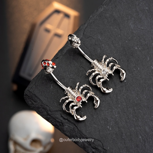 14G Scorpion Style Belly Button Ring/Spider Navel Ring/Navel Jewelry/Belly Piercing/Belly Jewelry/Navel Piercing/Belly Barbell/Halloween