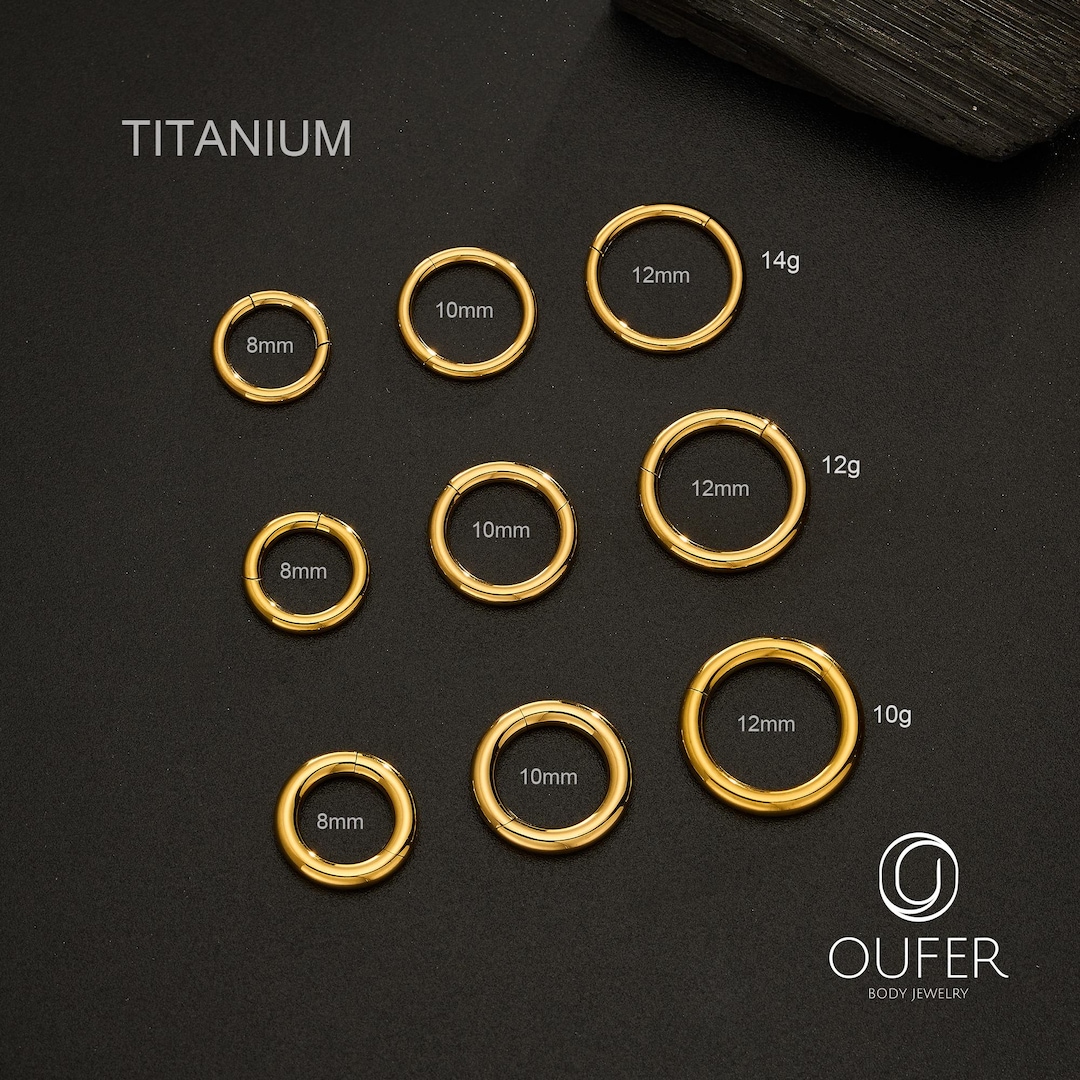 10G/12G/14G Gold Thick Titanium Hinged Segment Clicker/septum Ring/nose Ring/cartilage Hoop/ear Gauge Plugs ,versatile/durable Hoop - Etsy