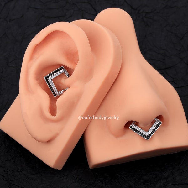 16G CZ Triangle Septum Ring/Daith Hoop/Cartilage Hoop/Helix Hoop/Tragus Hoop/Cartilage Earring/Hinged Segment Ring/Minimalist Earrings