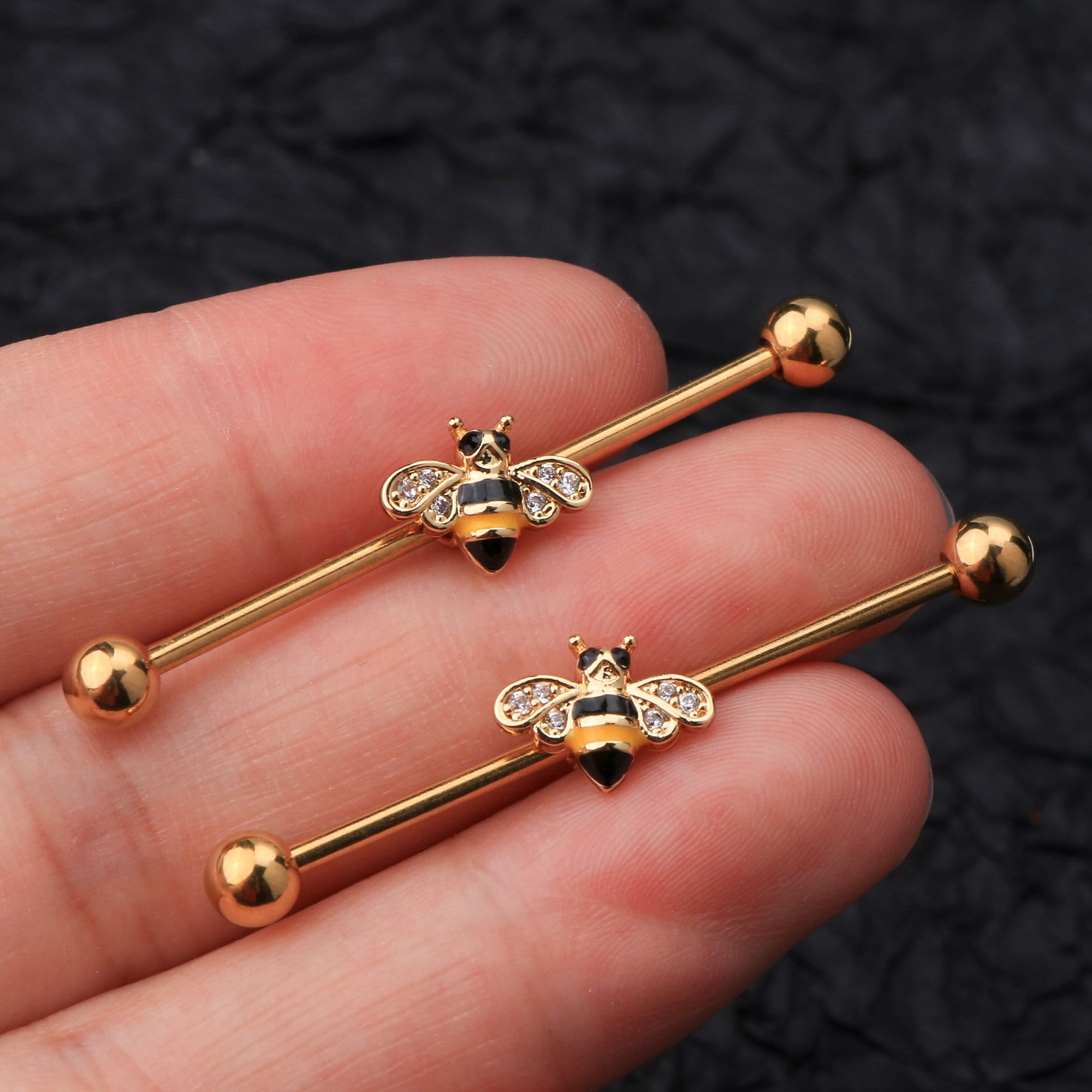 14G Golden Bee Industrial Barbell industrial Piercing Jewelry