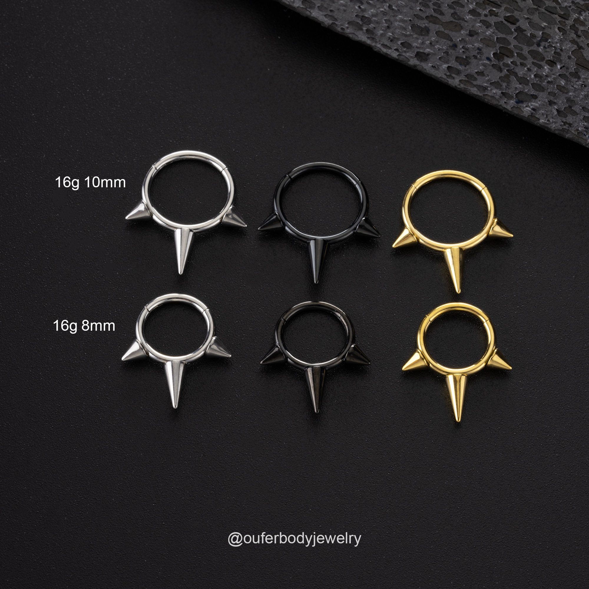 16G 316L Stainless Steel Spike Septum Ring/nose Ring/daith Hoop 