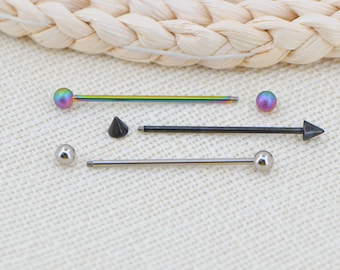 14G Stainless Steel Industrial Barbell Black Bar Arrow Rainbow/ Industrial Piercing Jewelry/ Scaffold Piercing/ Industrial Bar Piercing