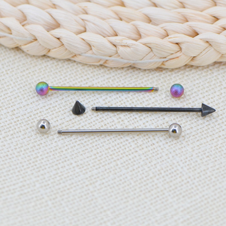 14G Stainless Steel Industrial Barbell Black Bar Arrow Etsy