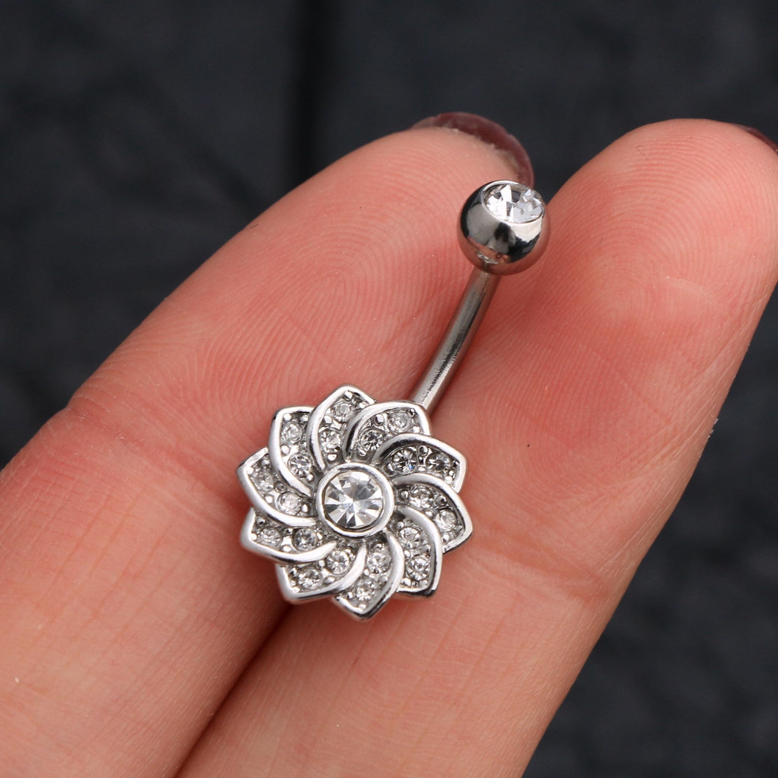 5PC Belly Button Rings Dangle/ 14G Stainless Steel Bar / CZ Etsy