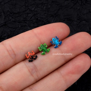 16G Frog Dermal Anchor Tops Titanium Internally Threaded/Screw Dermal Piercing Jewelry/Dermal Jewelry/Body Jewelry/Dermal Tops/Gift For Her