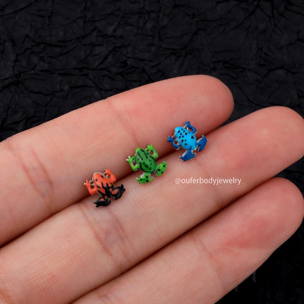 16G Frog Dermal Anchor Tops Titanium Internally Threaded/Screw Dermal Piercing Jewelry/Dermal Jewelry/Body Jewelry/Dermal Tops/Gift For Her