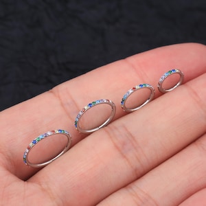 18G Sparkling CZ Conch Hoop/Tragus Jewelry/Daith Ring/Rook Piercing/Nose Ring/Septum/Hinged Hoop/Cartilage Hoop/Hoop Earrings/Gift For Her