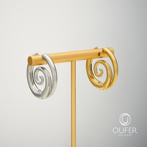 Par spiralformade örhängen, virvelformade Statement-örhängen, tribala boho-örhängen, festivalsmycken, present till henne, guld- och silverfärgade
