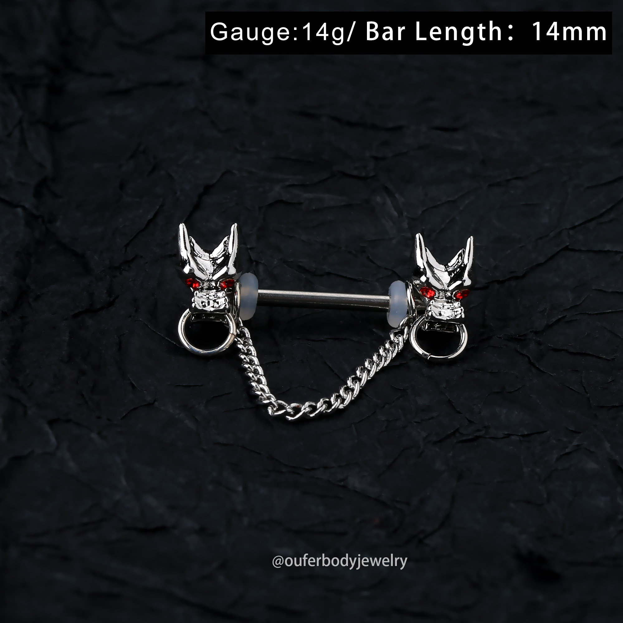 14G CZ Dragon Head Nipple Ring nipple Barbell nipple Piercing sexy