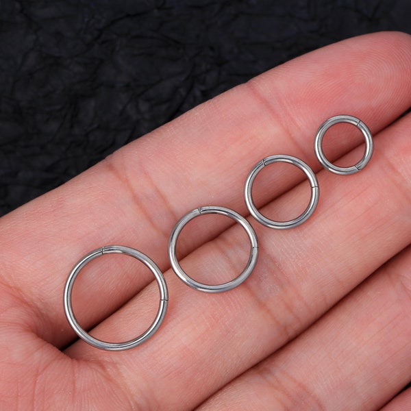 16G Implant Grade Titanium Hinged Hoop Ring/Cartilage Hoop/Nose Piercing/Septum Ring/Seamless Hinged Clicker/Helix Earring/6,7,8,9,10,11,12