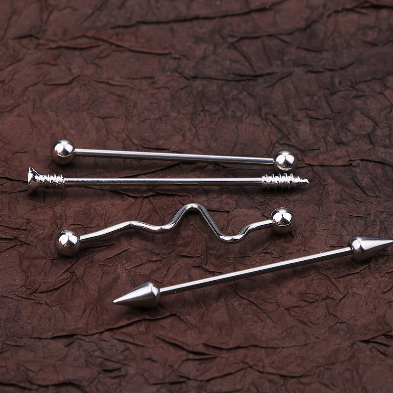 14G 4pcs Unisex Industrial Piercing Bars/ 316L Surgical Steel Etsy