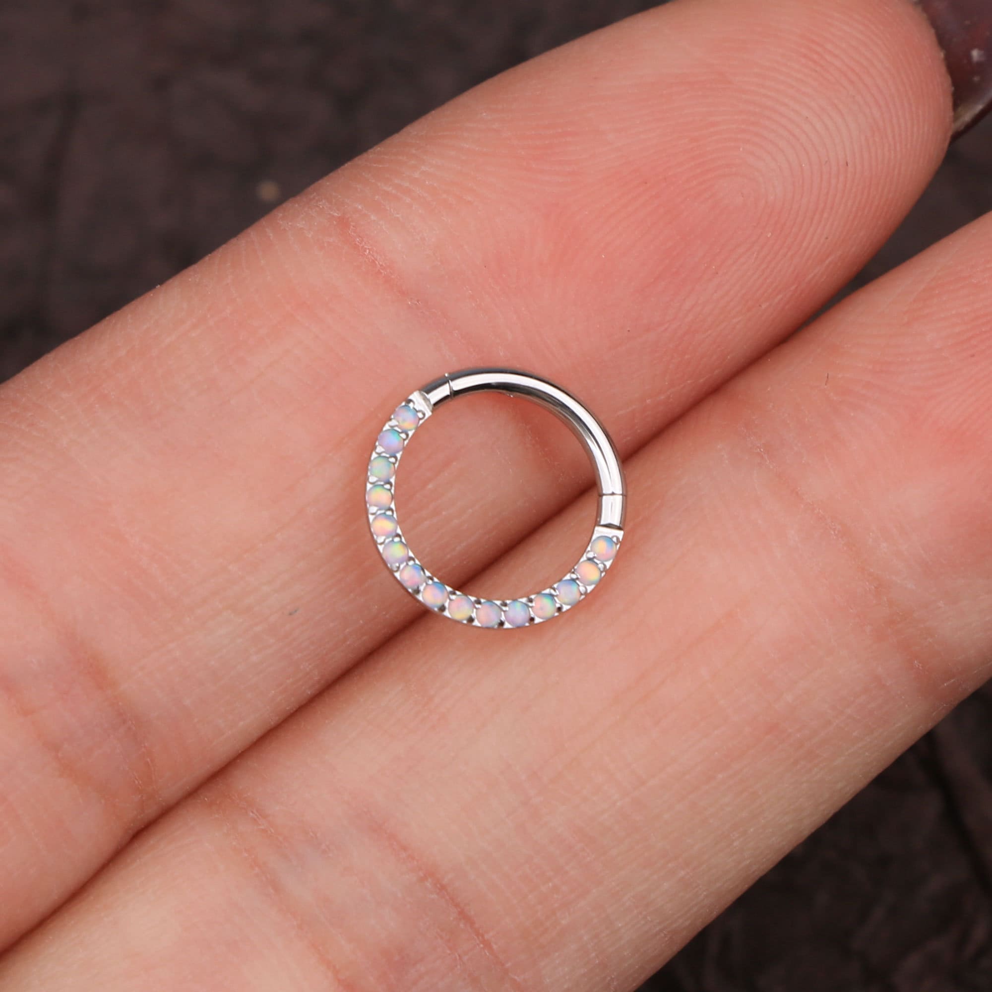 16G Opal Front Facing Septum Ring/Daith Hoop/Cartilage Hoop/Tragus Earring/Earrings Hoop/Septum Jewelry/Helix Jewelry/Cartilage Earrings